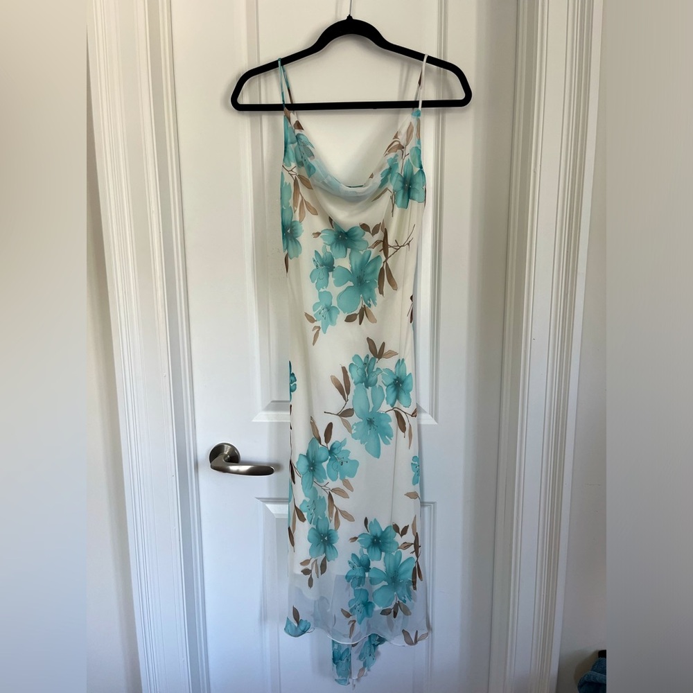 90s/y2k floral asymmetrical summer midi dress